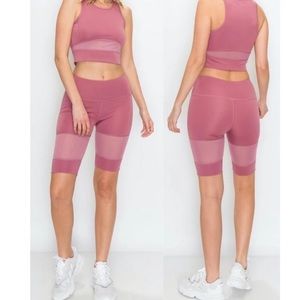 Mauve Biker Shorts Set